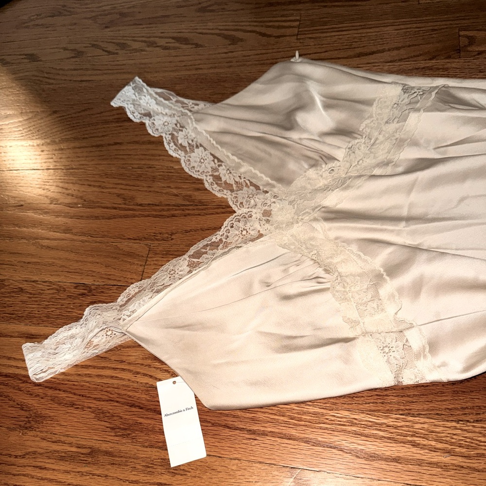 Rare! NWT Abercrombie and Fitch Satin & Lace Dress Size L - Picture 8 of 8